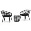 vidaXL 3-darabos fekete polyrattan bisztr&oacute;szett