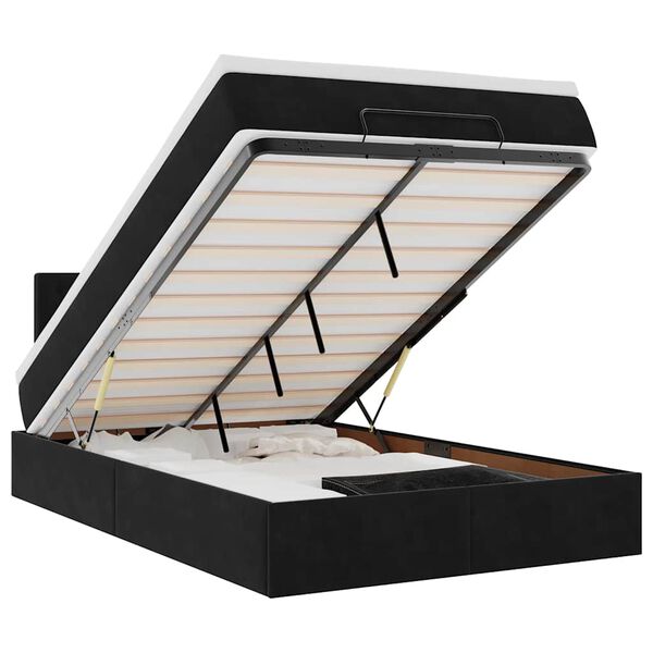 vidaXL fekete b&aacute;rsony ottom&aacute;n &aacute;gy matraccal & LED-ek 120x190cm