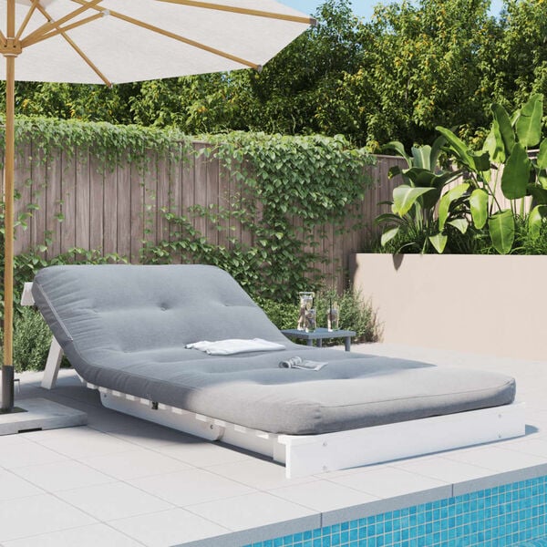 vidaXL feh&eacute;r t&ouml;m&ouml;r fenyőfa futon kanap&eacute;&aacute;gy matraccal 100 x 206 x 11 cm