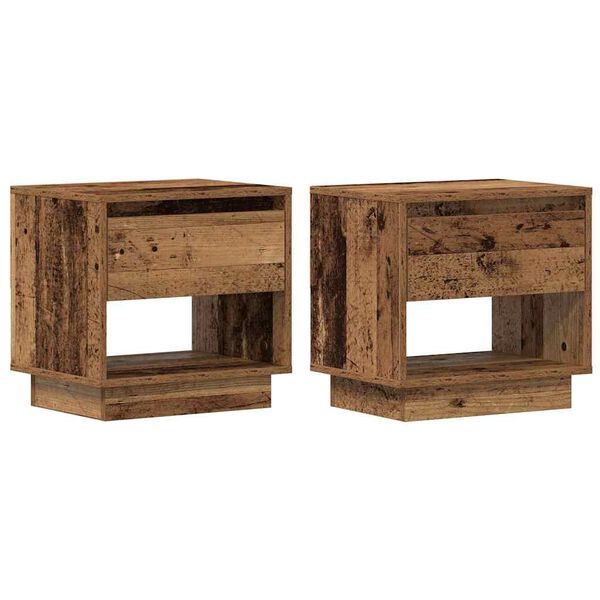 vidaXL Éjjeliszekrény fiókkal 2 pcs Öreg fa 45 x 34 x 44 cm Faanyag