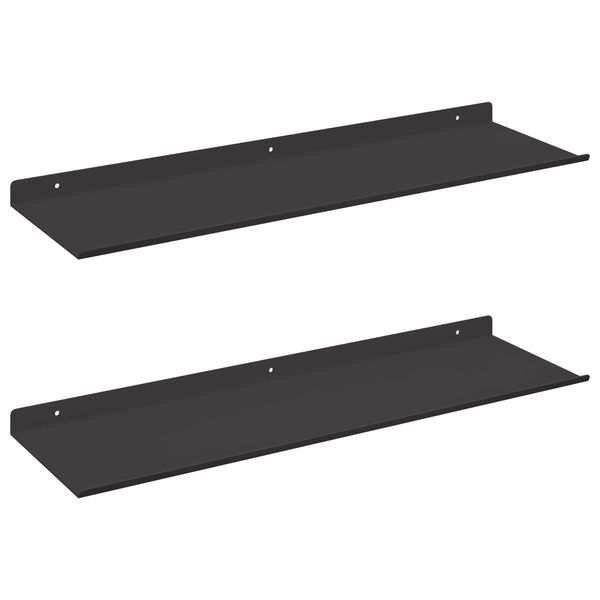 vidaXL Lebegő polc Falra szerelhető 2 pcs Fekete 60 x 18 x 2,5 cm Ac&eacute;l