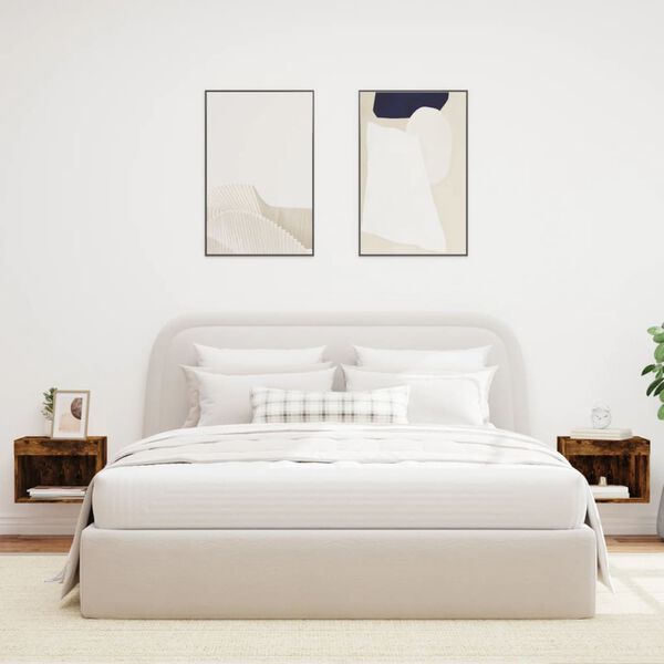 vidaXL 2 db f&uuml;st&ouml;s t&ouml;lgy sz&iacute;nű fali &eacute;jjeliszekr&eacute;ny LED-vil&aacute;g&iacute;t&aacute;ssal