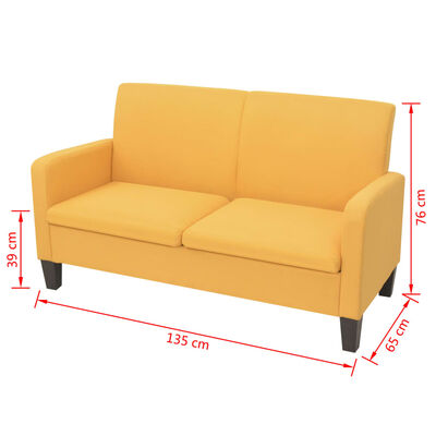 vidaXL 2 személyes sárga kanapé 135 x 65 x 76 cm
