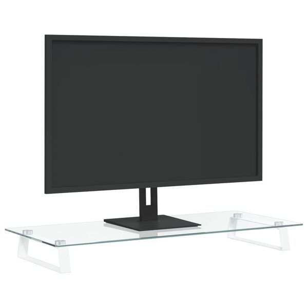 vidaXL feh&eacute;r edzett &uuml;veg &eacute;s f&eacute;m monitor&aacute;llv&aacute;ny 80 x 35 x 8 cm