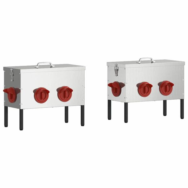 vidaXL Csirke etető 2 pcs Ez&uuml;st 41,5 x 20,5 x 33 cm Horganyzott ac&eacute;l