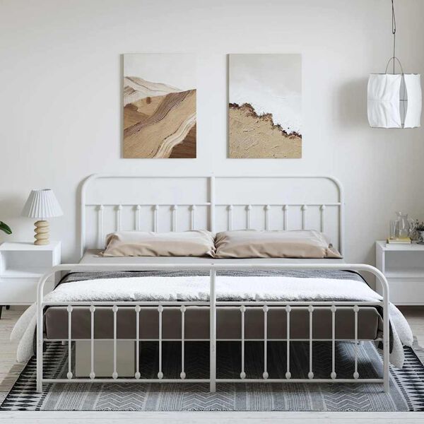 vidaXL feh&eacute;r f&eacute;m &aacute;gykeret fej- &eacute;s l&aacute;bt&aacute;ml&aacute;val 183 x 213 cm