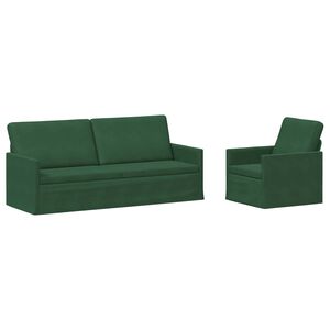 vidaXL Kanap&eacute; Szett 2 pcs Dzsungel z&ouml;ld B&aacute;rsonyos sz&ouml;vet