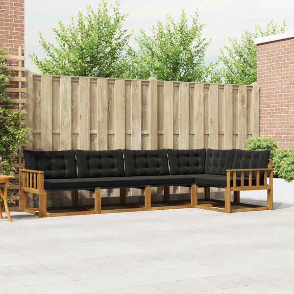 vidaXL K&uuml;lt&eacute;ri kanap&eacute; szett p&aacute;rn&aacute;val 5 pcs Term&eacute;szetes &eacute;s fekete