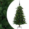 vidaXL Műfenyő g&ouml;mb&ouml;kkel 120 cm 150 LED Meleg feh&eacute;r PVC &eacute;s f&eacute;m Z&ouml;ld