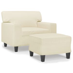 vidaXL kr&eacute;msz&iacute;nű műbőr kanap&eacute;fotel l&aacute;btart&oacute;val 60 cm