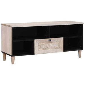 vidaXL TV szekr&eacute;ny Feh&eacute;rre feh&eacute;r&iacute;tett 100 x 33 x 46 cm T&ouml;m&ouml;r Mang&oacute;f&aacute;t