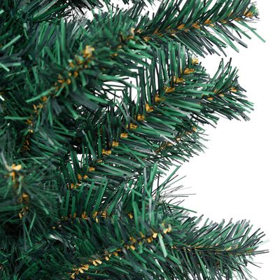 vidaXL zöld vékony műkarácsonyfa LED-ekkel és gömbszettel 210 cm