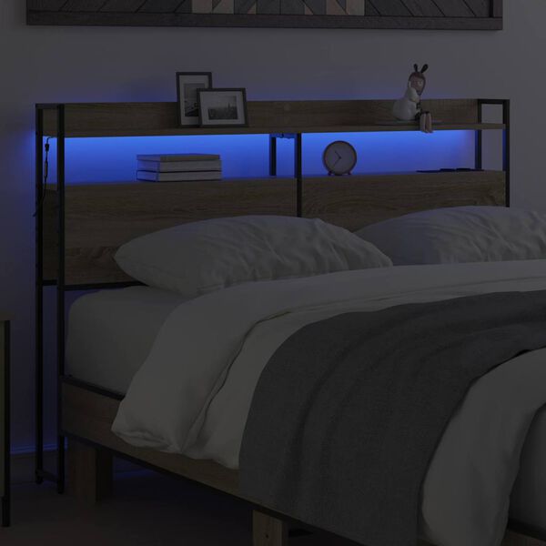 vidaXL T&aacute;rol&oacute; fejt&aacute;mla polcokkal t&aacute;rol&oacute;val sonoma t&ouml;lgy 120 cm Faanyag