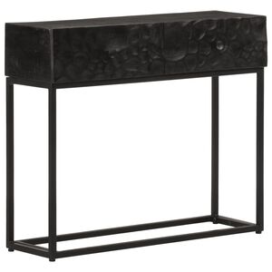 vidaXL fekete t&ouml;m&ouml;r mang&oacute;fa &eacute;s vas t&aacute;lal&oacute;asztal 90 x 30 x 76 cm