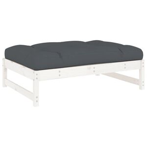 vidaXL feh&eacute;r t&ouml;m&ouml;r fenyőfa kerti l&aacute;bzs&aacute;moly p&aacute;rn&aacute;val 120x80 cm