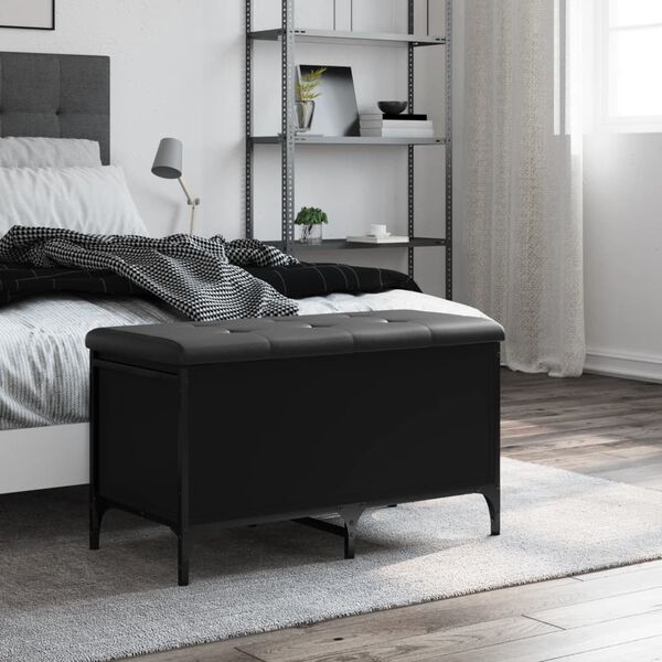 vidaXL fekete szerelt fa t&aacute;rol&oacute;pad 82 x 42 x 45 cm