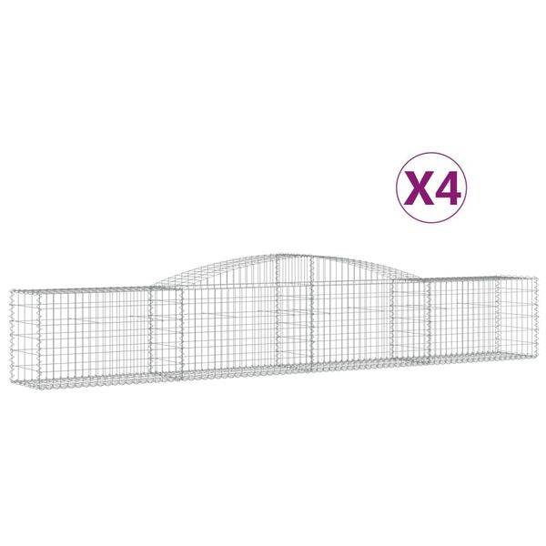 vidaXL 4 db íves horganyzott vas gabion kosár 400x50x60/80 cm