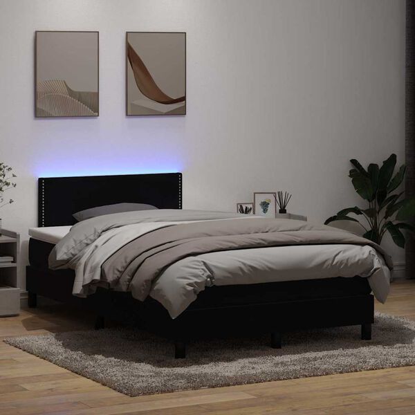vidaXL fekete b&aacute;rsony rug&oacute;s &eacute;s LED-es &aacute;gy matraccal 120x220 cm