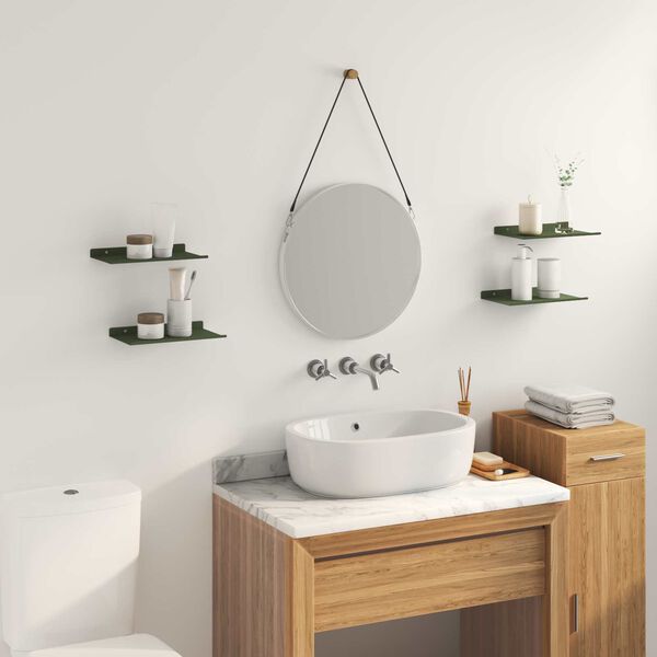 vidaXL Lebegő polc 4 pcs Olajz&ouml;ld 30 x 18 x 2,5 cm Ac&eacute;l