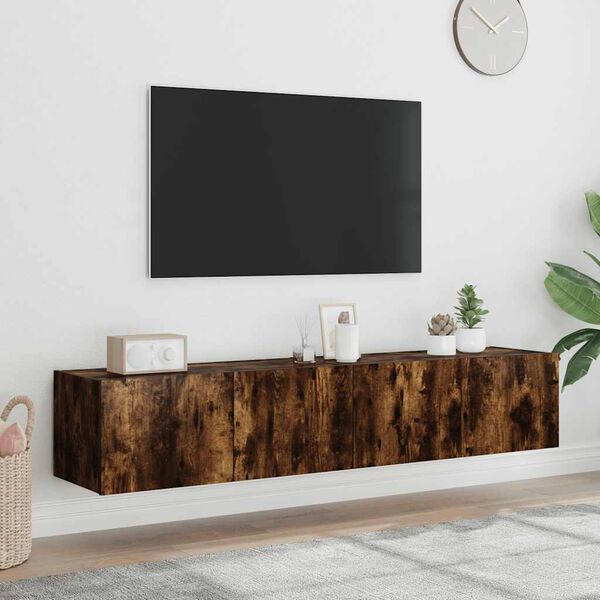 vidaXL 2 db f&uuml;st&ouml;s t&ouml;lgy fali TV-szekr&eacute;ny LED-ekkel 80x35x31 cm