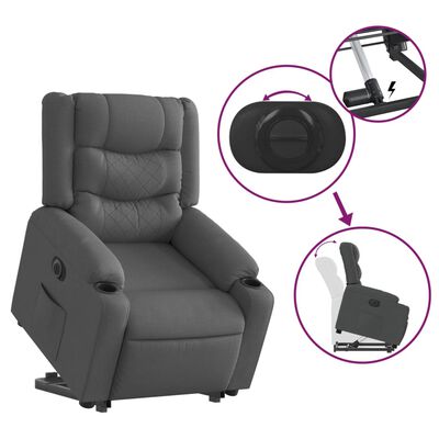 vidaXL elektromos felállást segítő sötétszürke szövet dönthető fotel