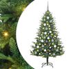 vidaXL Műfenyő vil&aacute;g&iacute;t&aacute;ssal &eacute;s g&ouml;mbk&eacute;szlettel Z&ouml;ld 180 cm PVC &eacute;s PE