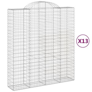vidaXL 13 db &iacute;ves horganyzott vas gabion kos&aacute;r 200x50x220/240 cm