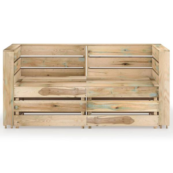 vidaXL k&eacute;tszem&eacute;lyes z&ouml;ld impregn&aacute;lt fa kerti kanap&eacute;