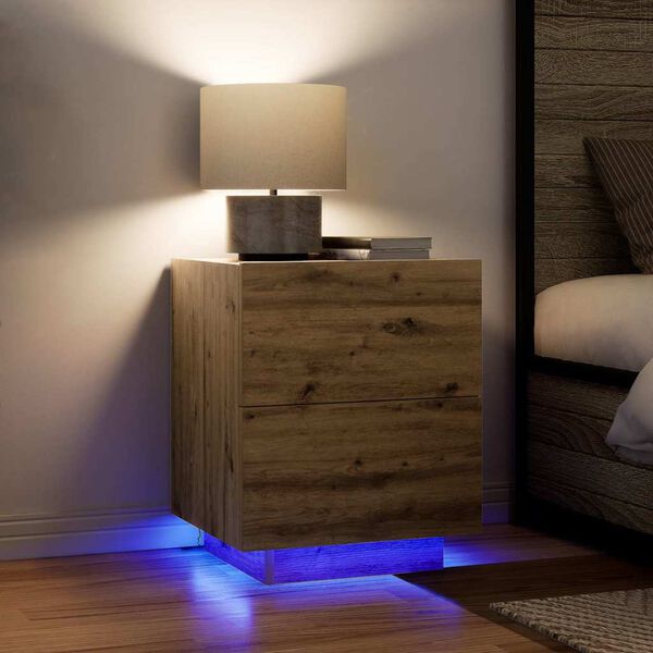 vidaXL &Eacute;jjeliszekr&eacute;ny fi&oacute;kkal Artisan t&ouml;lgy 45 x 40 x 55 cm Faanyag