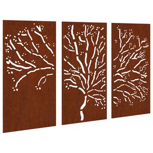 vidaXL 3 db famint&aacute;s corten ac&eacute;l kerti fald&iacute;sz 105 x 55 cm