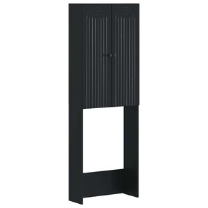 vidaXL WC Szekr&eacute;ny ALKMAAR Fekete 66 x 25,5 x 190 cm Szerelt Fa