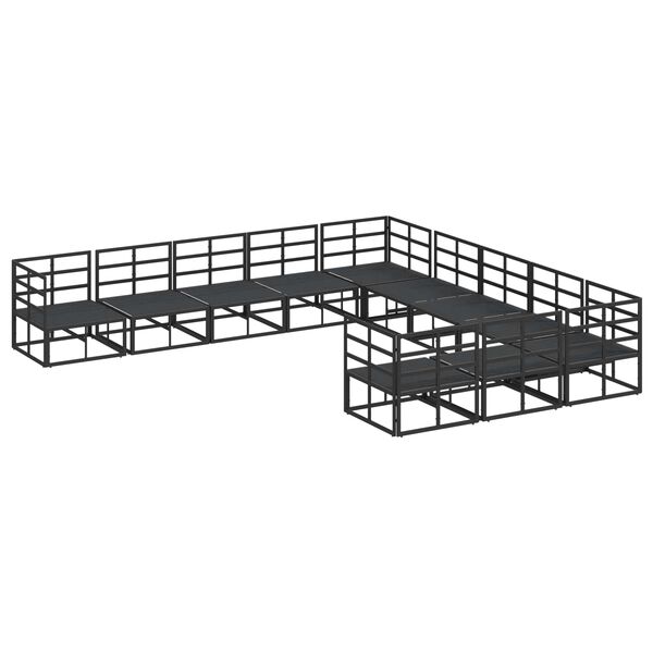 vidaXL Kerti Kanapé Szett párnával 11 pcs Fekete Alumínium