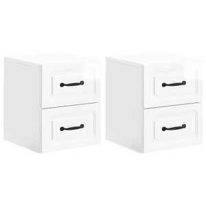 vidaXL Fali &eacute;jjeli szekr&eacute;ny 2 db Magasf&eacute;nyű Feh&eacute;r 34,5 x 33 x 40 cm