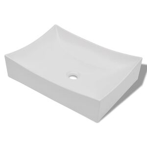 vidaXL F&uuml;rdőszoba Ker&aacute;mia Porcel&aacute;n Mosogat&oacute; M&uuml;v&eacute;szet Mosd&oacute; Feh&eacute;r Magasf&eacute;nyű