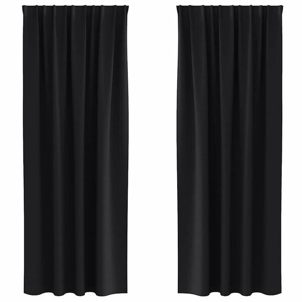 vidaXL Fekete F&uuml;gg&ouml;ny Gyűrűkkel 2 pcs Fekete 260 x 140 cm Poli&eacute;szter