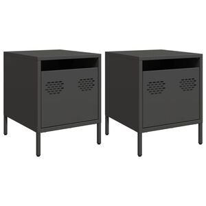 vidaXL 2 db fekete ac&eacute;l &eacute;jjeliszekr&eacute;ny 35 x 39 x 43,5 cm