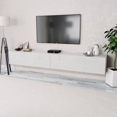 vidaXL 2 db fehér magasfényű furnér TV szekrény 120 x 40 x 34 cm