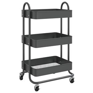 vidaXL antracitsz&uuml;rke ac&eacute;l 3 szintes kocsi 43 x 34 x 79 cm