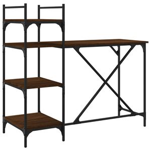 vidaXL barna t&ouml;lgysz&iacute;nű sz&aacute;m&iacute;t&oacute;g&eacute;pasztal polcokkal 120x47x109 cm