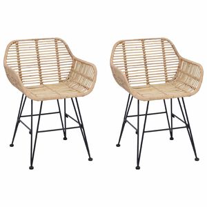 vidaXL &Eacute;tkezősz&eacute;k 2 db Rattan &eacute;s Vas Term&eacute;szetes 55 x 50 x 74 cm