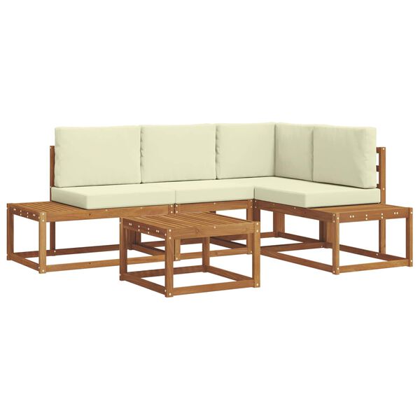 vidaXL K&uuml;lt&eacute;ri kanap&eacute; szett p&aacute;rn&aacute;val 5 Darab Term&eacute;szetes &eacute;s kr&eacute;msz&iacute;nű