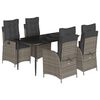 vidaXL 5 r&eacute;szes sz&uuml;rke polyrattan kerti &eacute;tkezőgarnit&uacute;ra p&aacute;rn&aacute;val