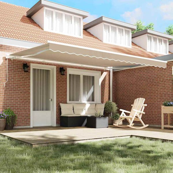 vidaXL Napellenző ponyva B&eacute;zs 430 x 345 cm Poli&eacute;szter