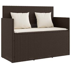 vidaXL barna polyrattan kerti pad p&aacute;rn&aacute;kkal