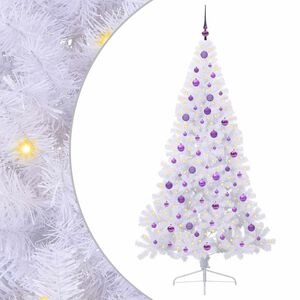 vidaXL Mű kar&aacute;csonyfa 300 LED-del &aacute;llv&aacute;nnyal Feh&eacute;r 210 cm PVC &eacute;s Ac&eacute;l