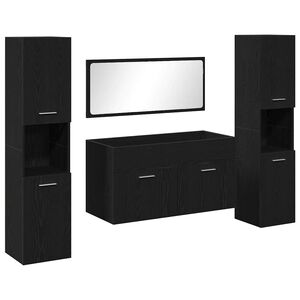 vidaXL F&uuml;rdőszoba b&uacute;tor szett 4 db Fekete t&ouml;lgy 90 x 38,5 x 46 cm