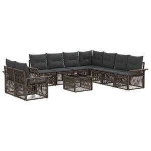 vidaXL Kerti Kanap&eacute; Szett 10 pcs Sz&uuml;rke polirattan