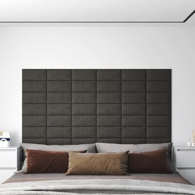 vidaXL 12 db sötétszürke szövet fali panel 30 x 15 cm 0,54 m²