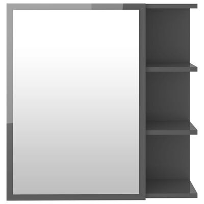 vidaXL magasfényű szürke forgácslap tükrös szekrény 62,5x20,5x64 cm