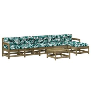 vidaXL 7 részes impregnált fenyőfa kerti ülőgarnitúra párnával